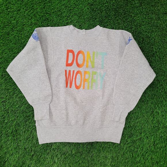 Vintage 80s Be-Happy Sweatshirt Womens XL 21x24 Gray Bobby-McFerrin - Picture 1 of 13